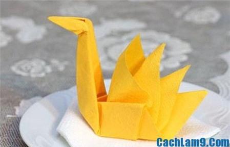 Cách gấp khăn ăn hình thiên nga cực đẹp