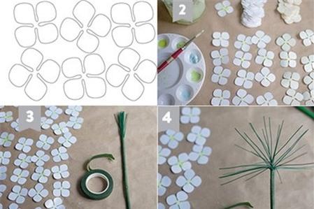 Cách làm bình hoa cẩm tú cầu bằng giấy tặng đằng ấy