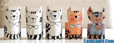 Cách làm con mèo bằng lõi giấy vệ sinh độc đáo