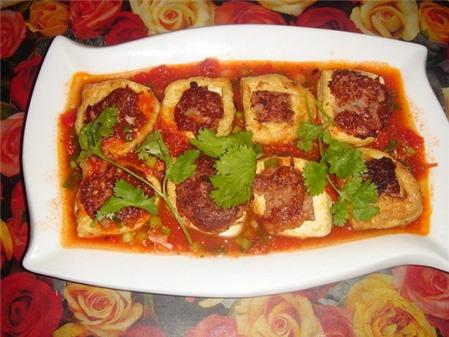 Cách làm đậu phụ nhồi thịt sốt cà chua ngon khó cưỡng