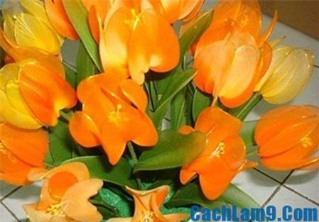 Cách làm hoa tulip bằng vải lụa đẹp như hoa thật