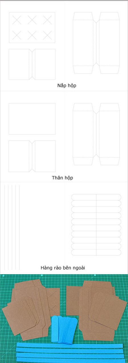 Cách làm hộp quà bằng giấy hình khu vườn cà rốt