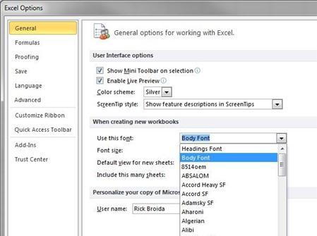 Thay đổi font chữ mặc định 'đáng ghét' trong Excel
