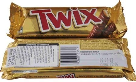 Kẹo sô cô la Twix chứa các thành phần có thể gây dị ứng