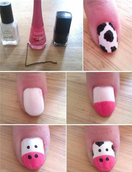 Hình vẽ bò sữa giúp móng bạn thêm xinh