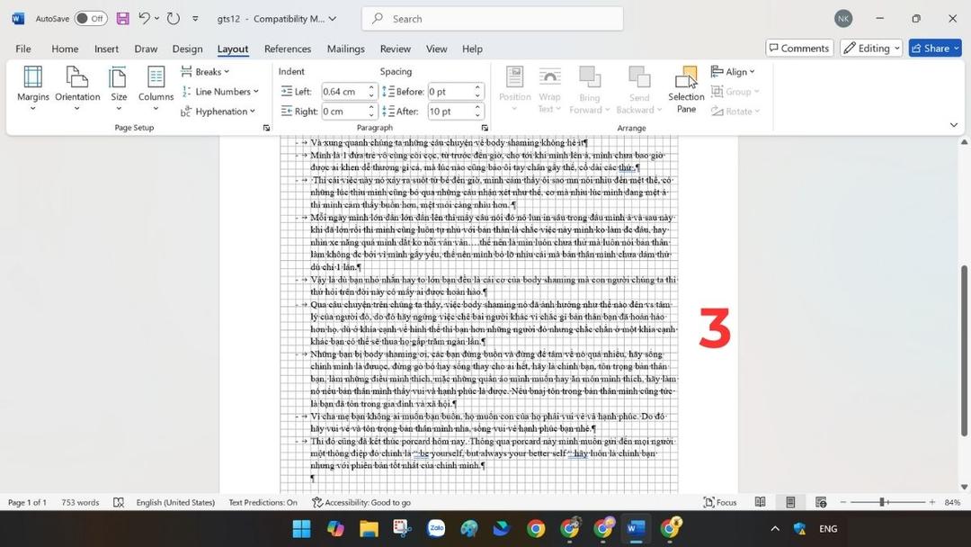 Cách xóa trang trắng trong Word ở cuối bảng biểu bước 3