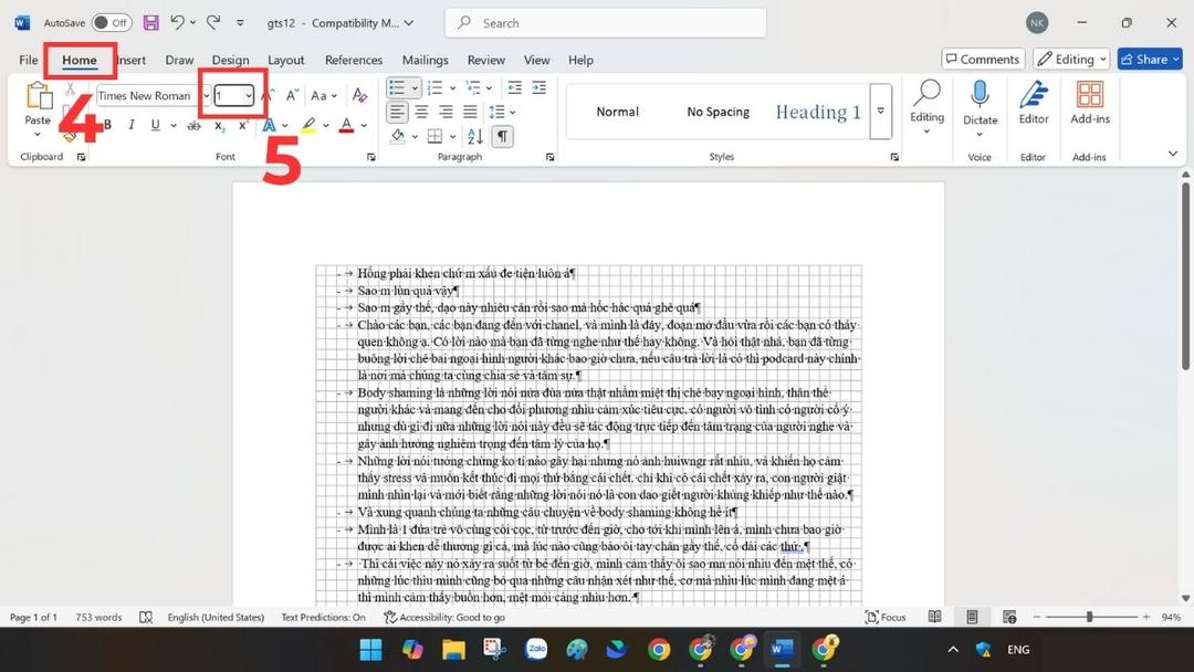 Cách xóa trang trắng trong Word ở cuối bảng biểu bước 4