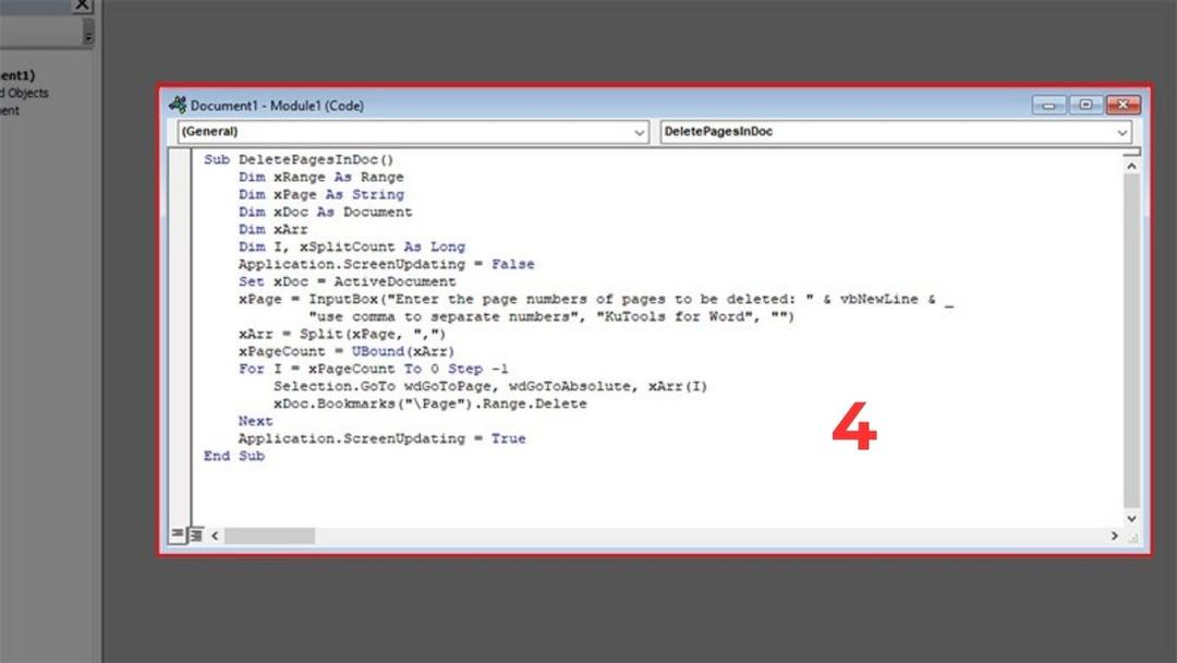 Cách xóa trang trong Word bằng VBA bước 3
