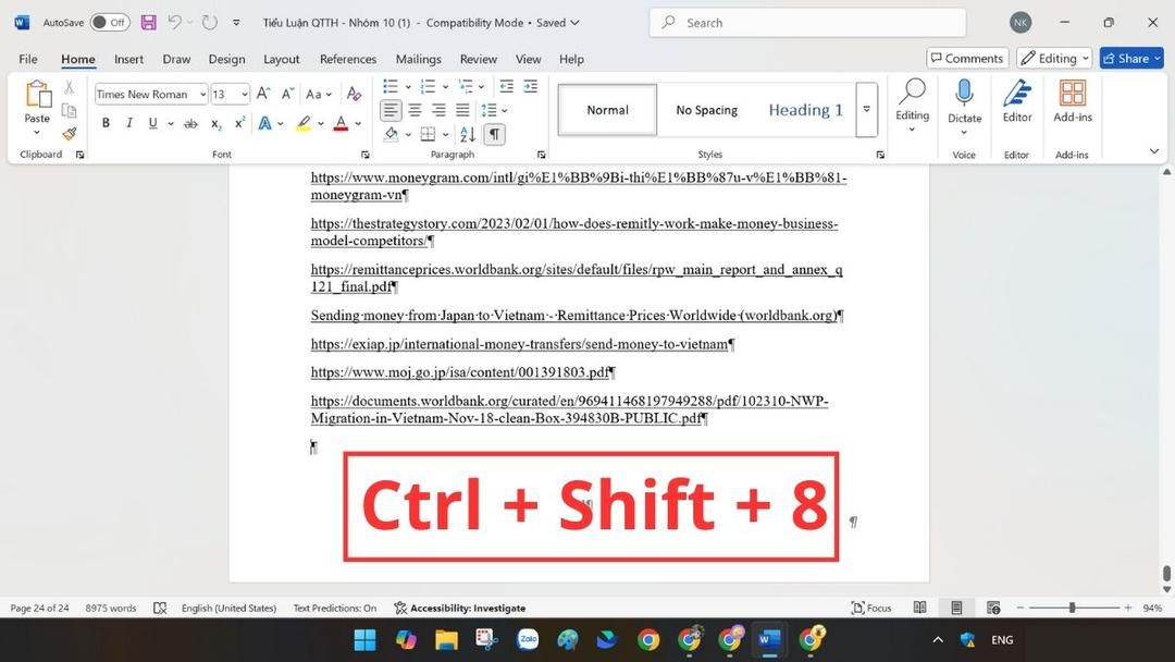 Cách xóa trang trong Word có nội dung xen kẽ bước 2