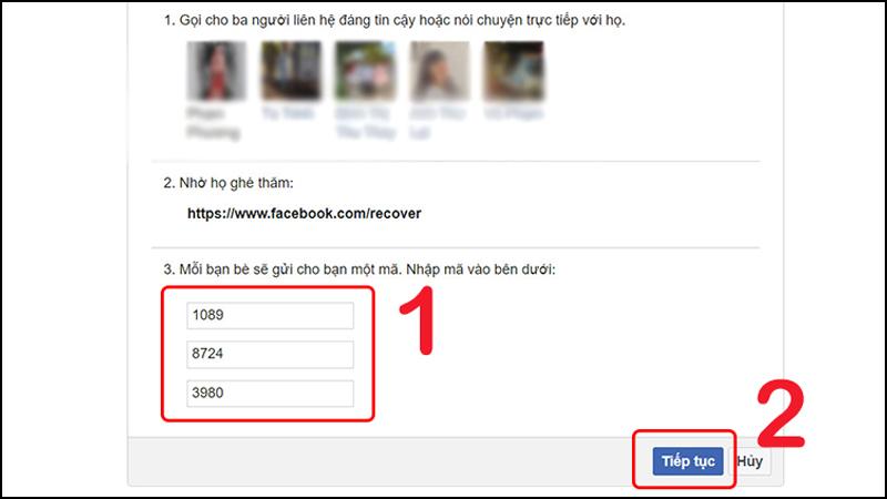 Lấy lại mật khẩu Facebook qua người thân hoặc bạn bè
