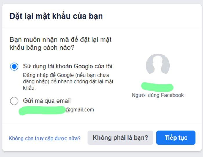 Lấy lại mật khẩu Facebook qua tài khoản Google